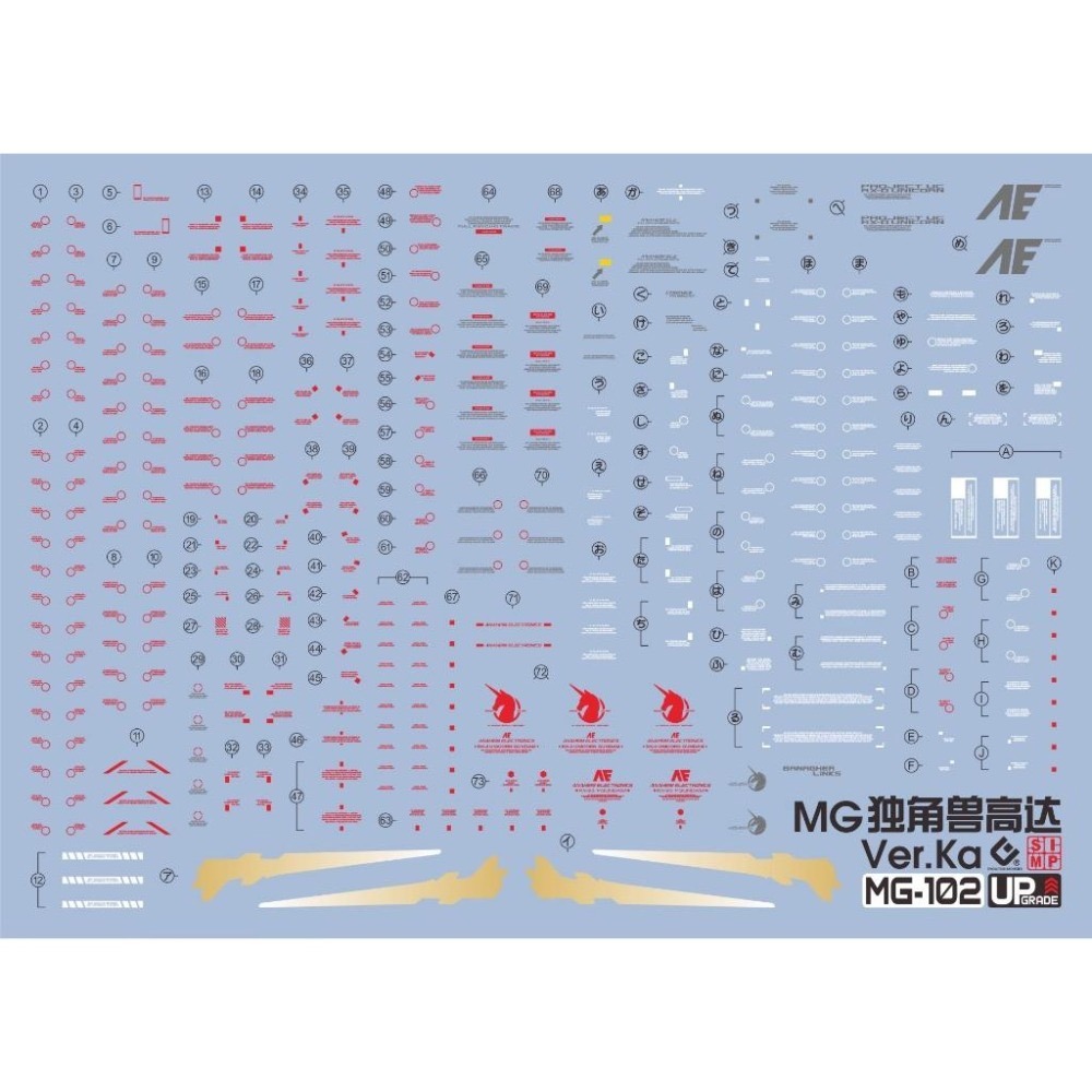 [BUOCO] EVO MG-102 MG RX-0 獨角獸鋼彈 Ver.Ka 螢光水貼 (1/100) - 巴納吉-細節圖2