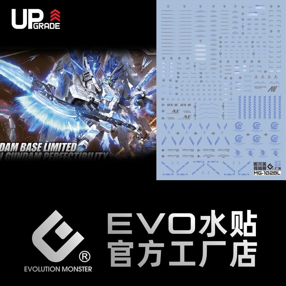 [BUOCO] EVO MG-102BL MG 完美獨角獸鋼彈 Plan B (藍色骨架版) 螢光水貼 (1/100)-規格圖4