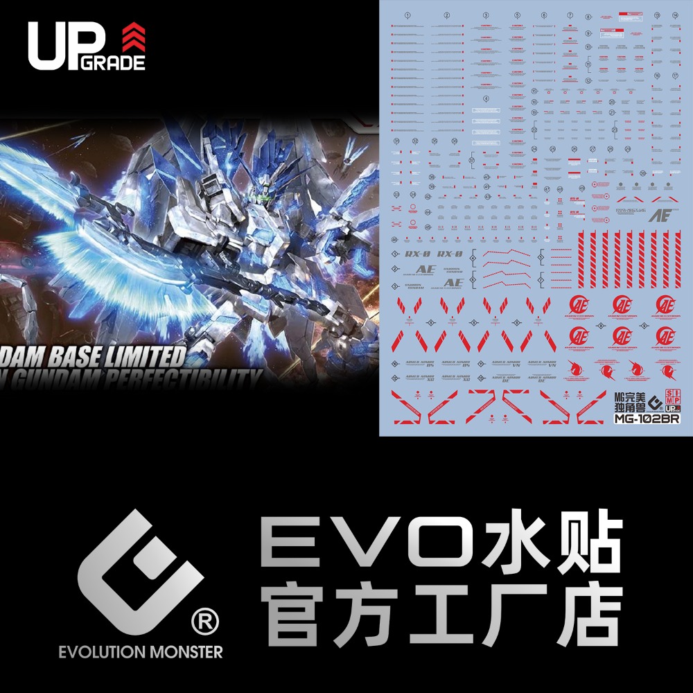 [BUOCO] EVO MG-102BL MG 完美獨角獸鋼彈 Plan B (藍色骨架版) 螢光水貼 (1/100)-規格圖4