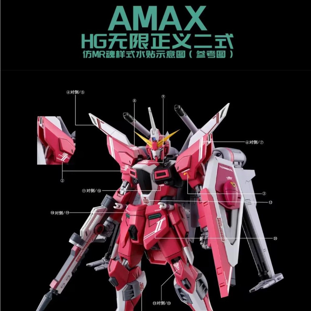 [BUOCO] AMAX HG 1/144 無限正義鋼彈二式 Type II MR魂樣式 燙金 螢光 水貼 SEED-細節圖4