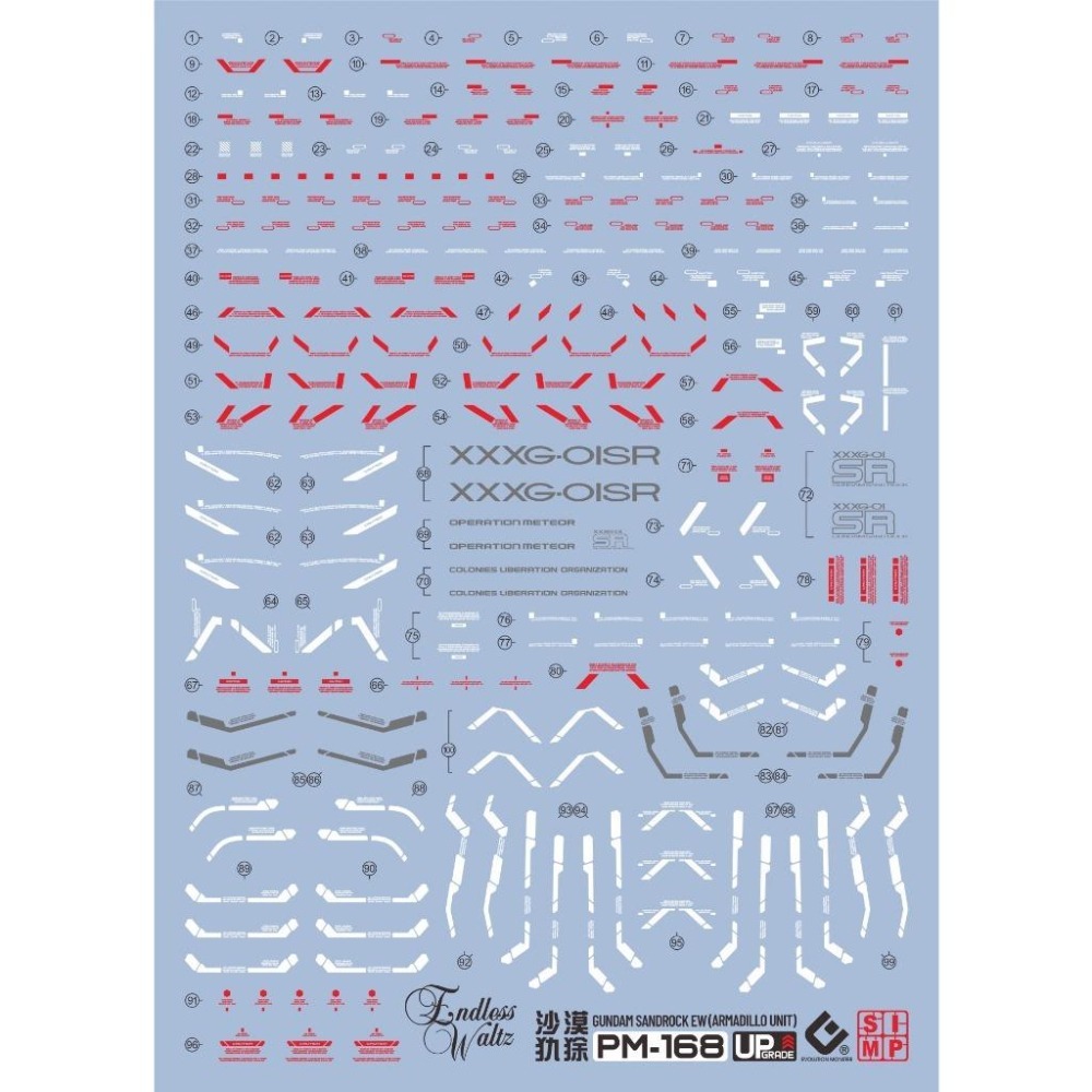 [BUOCO] EVO PB-MG-168 鋼彈W 敗者的榮光 沙漠鋼彈 EW (犰狳裝備) 螢光水貼 (1/100)-細節圖2