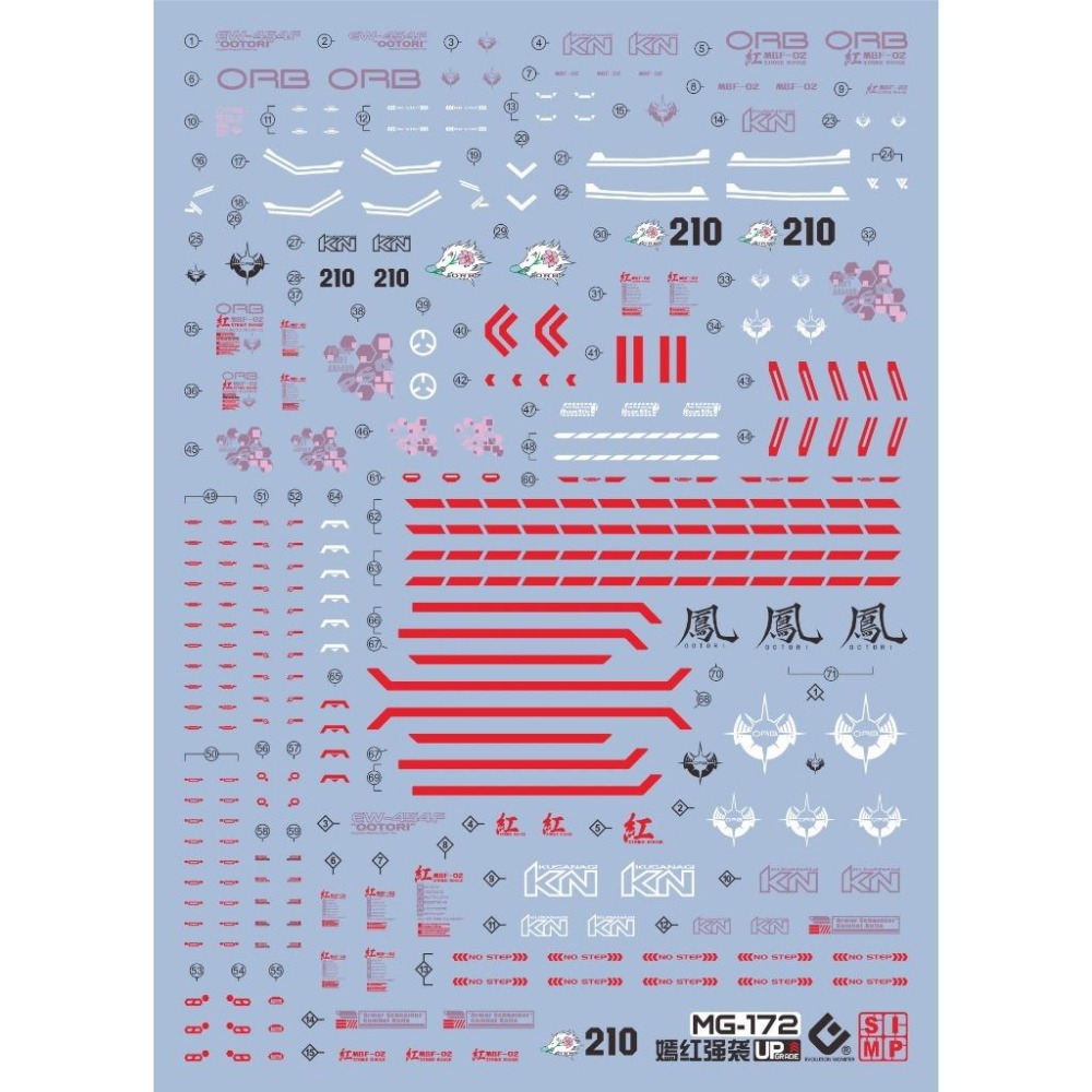 [BUOCO] EVO MG-172 SEED MG MBF-02 嫣紅攻擊鋼彈 鳳裝備 Ver.RM 螢光水貼-細節圖2