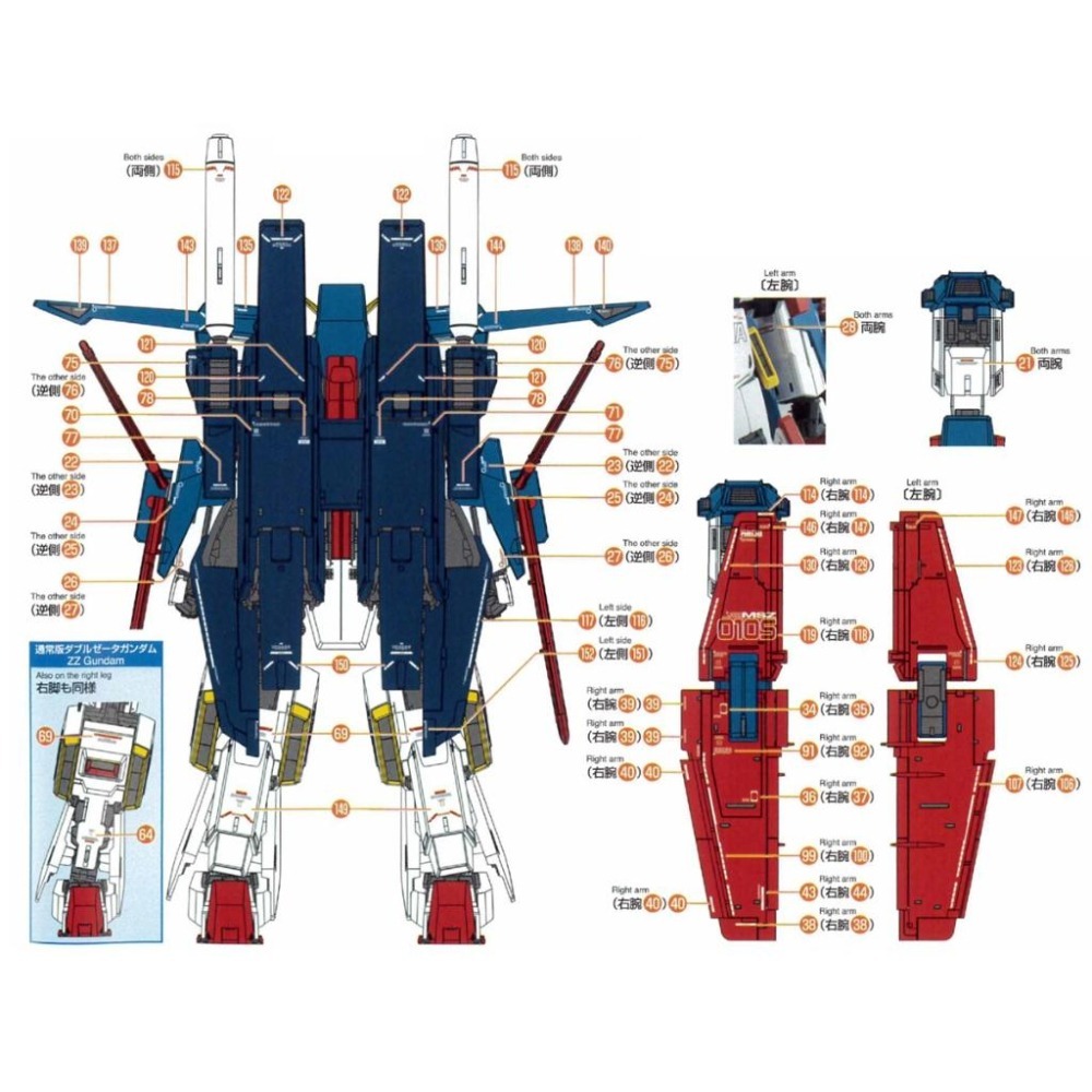 [BUOCO] EVO MG-196 MG 強化型 ZZ 鋼彈 Ver.Ka / 強化型擴充組件 螢光水貼 1/100-細節圖5