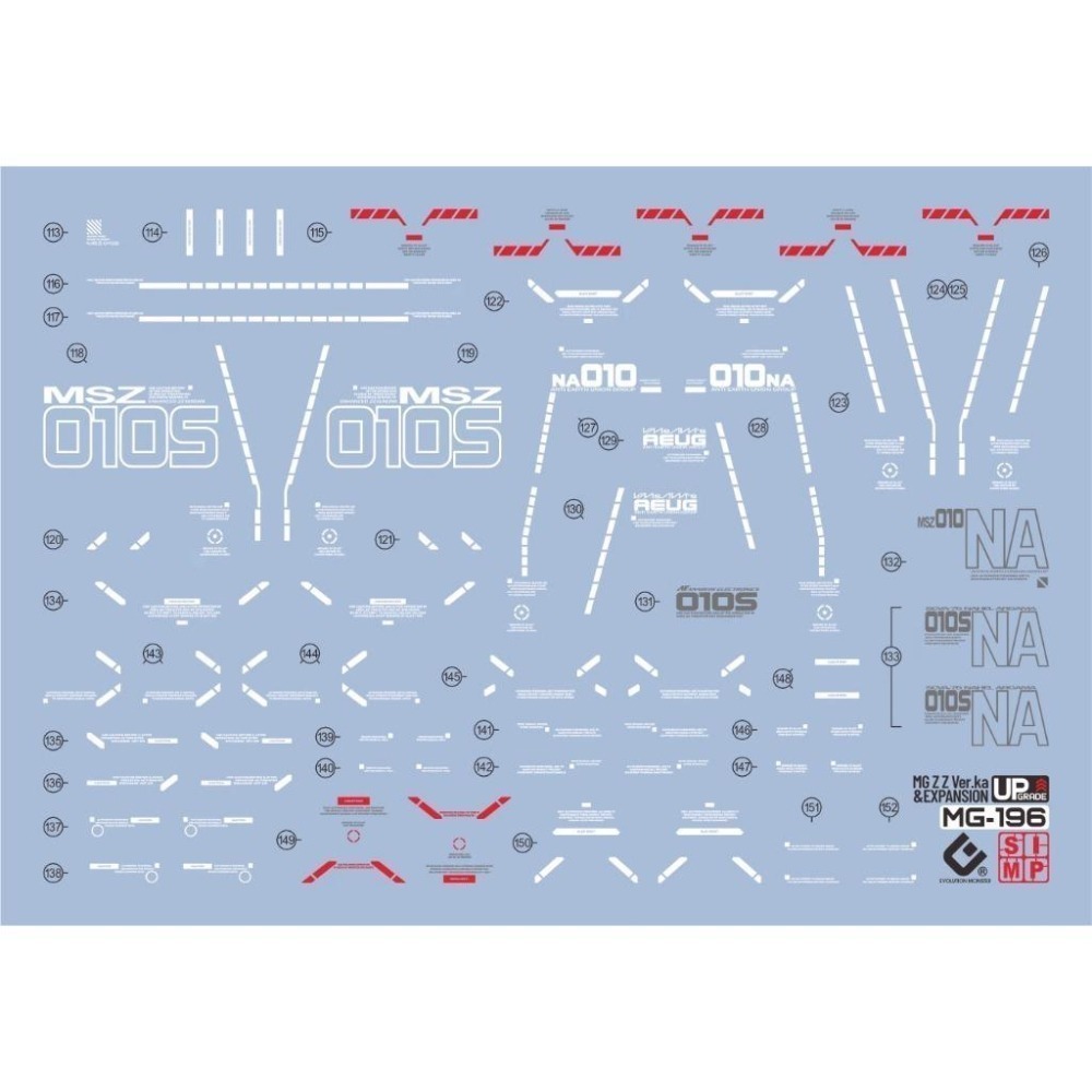[BUOCO] EVO MG-196 MG 強化型 ZZ 鋼彈 Ver.Ka / 強化型擴充組件 螢光水貼 1/100-細節圖3