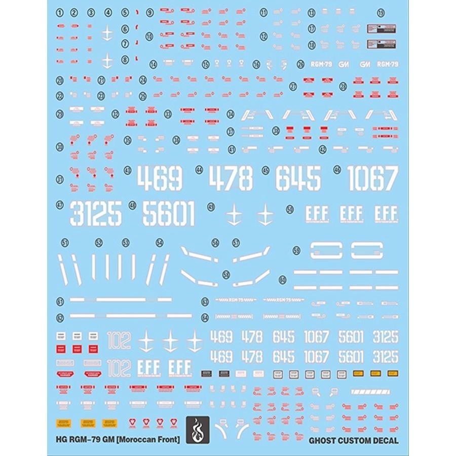 [BUOCO] 炎水貼 GHOST PB HG RGM-79 吉姆 摩洛哥戰線規格 專用水貼 螢光水貼 庫克羅斯.德安之-細節圖2