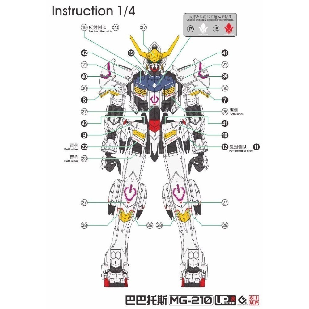 [BUOCO] EVO MG-210 鐵血孤兒 MG 獵魔鋼彈 第四型態 螢光水貼 (1/100) - 巴巴托斯 三日月-細節圖3