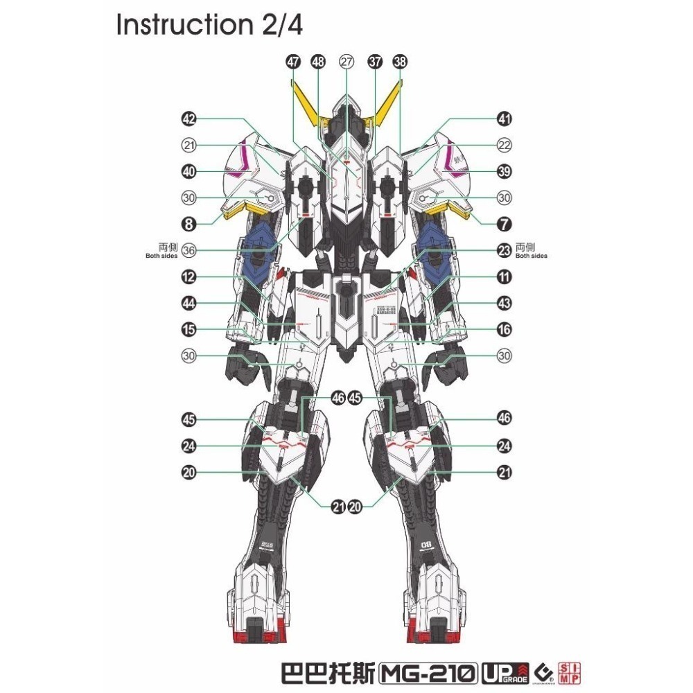 [BUOCO] EVO MG-210 鐵血孤兒 MG 獵魔鋼彈 第四型態 螢光水貼 (1/100) - 巴巴托斯 三日月-細節圖4