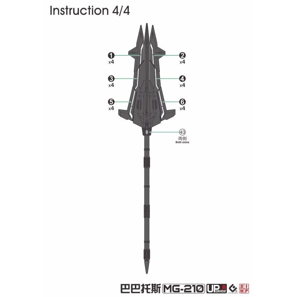 [BUOCO] EVO MG-210 鐵血孤兒 MG 獵魔鋼彈 第四型態 螢光水貼 (1/100) - 巴巴托斯 三日月-細節圖6