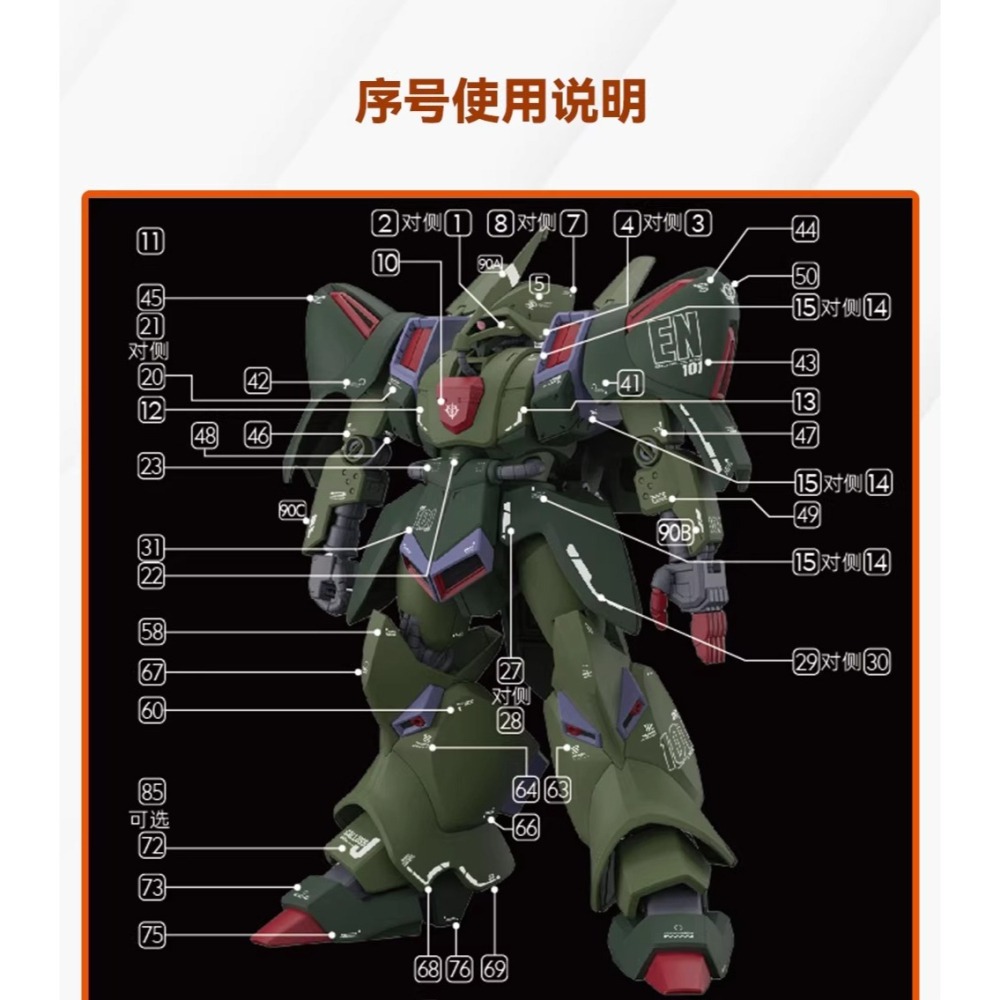 [BUOCO] 咕廠長 GUGU HG 1/144 卡爾斯J Galluss-J AMX-101 專用水貼 恩多拉隊-細節圖6