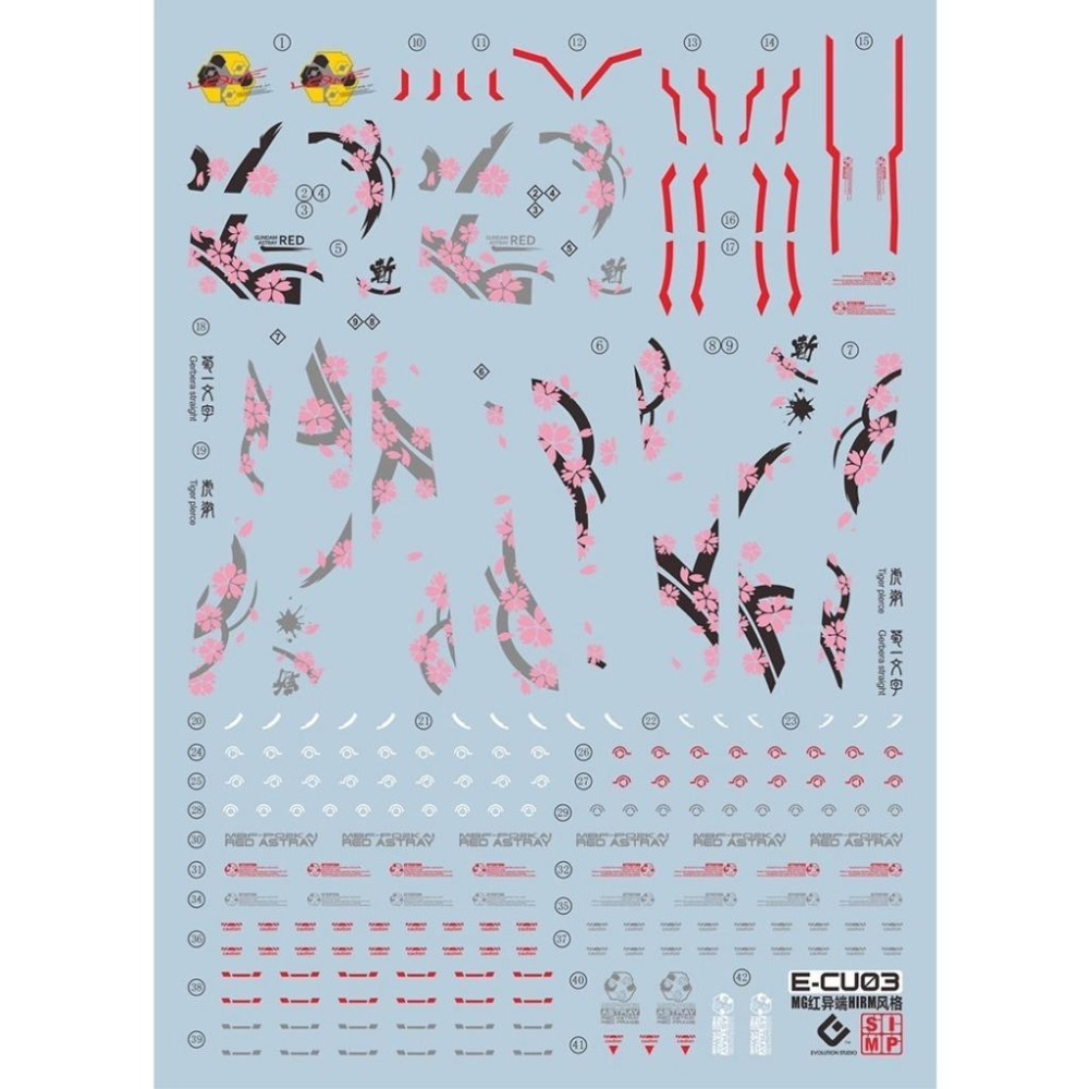 [BUOCO] EVO MG-CU03 MG SEED 異端鋼彈紅色機 櫻花 / HiRM風格 螢光水貼 紅異端-細節圖2