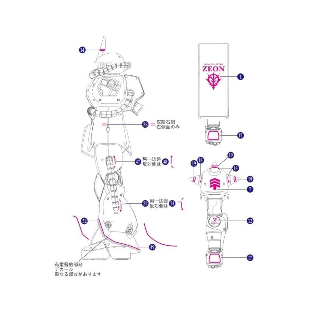 [BUOCO] EVO MG-98 MG MS-06S 夏亞專用薩克II / 紅薩克 螢光水貼 1/100 - 紅色彗星-細節圖5