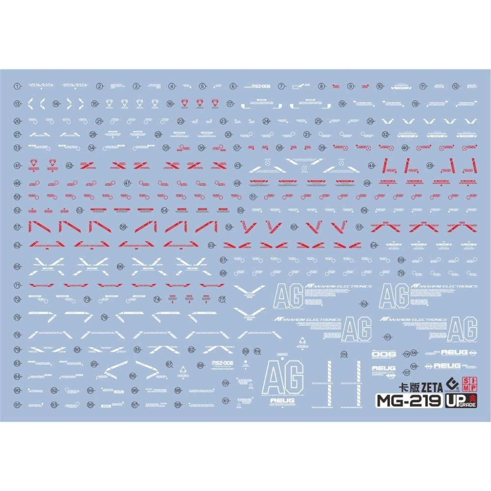 [BUOCO] EVO MG-219 MG Z鋼彈 Zeta Gundam Ver.Ka 螢光水貼 (1/100)-細節圖2