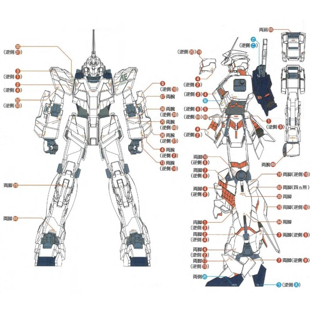 [BUOCO] EVO MG-102 MG RX-0 獨角獸鋼彈 Ver.Ka 燙金限定水貼 (1/100) - 巴納吉-細節圖3