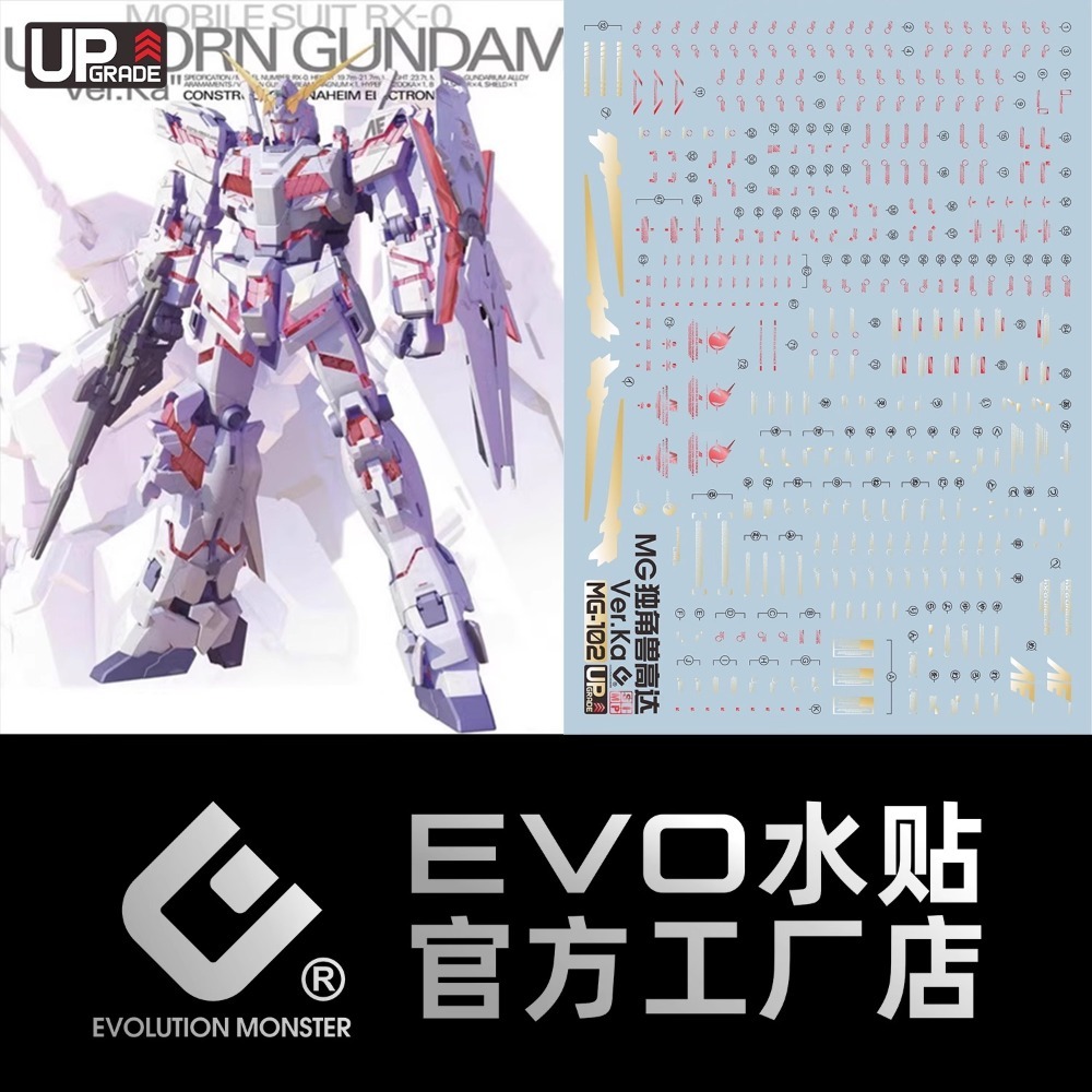 [BUOCO] EVO MG-102 MG RX-0 獨角獸鋼彈 Ver.Ka 燙金限定水貼 (1/100) - 巴納吉-規格圖5