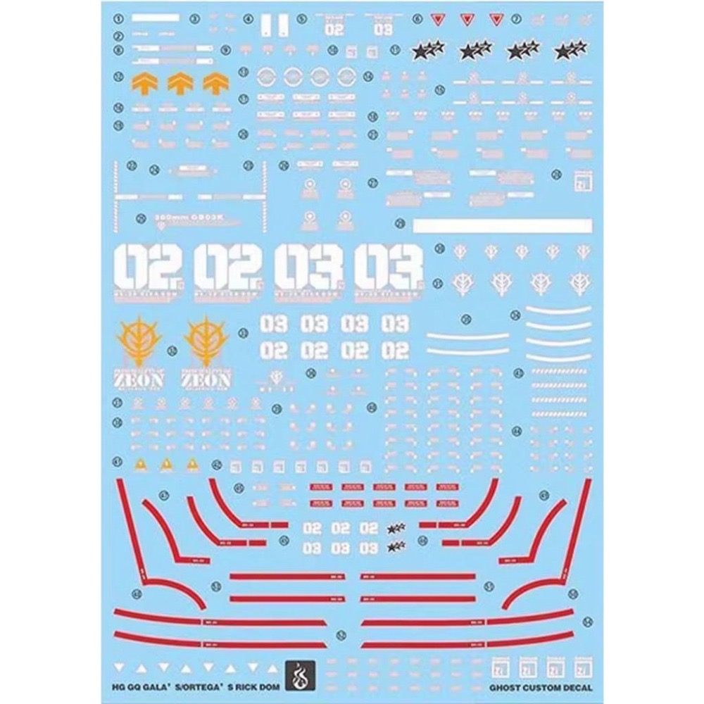 【BUOCO】炎水貼 GHOST HG QG MS-09R 里克德姆 蓋亞座機 / 奧迪加座機 螢光 水貼 ｜黑色三連星-細節圖2