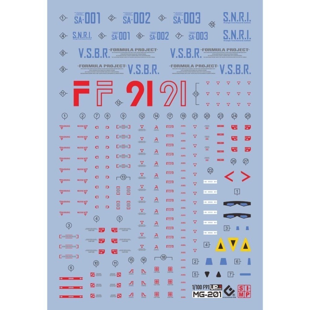 [BUOCO] EVO MG-201 鋼彈 F91 MG Gundam F91 Ver.2.0 螢光水貼 (1/100)-細節圖2