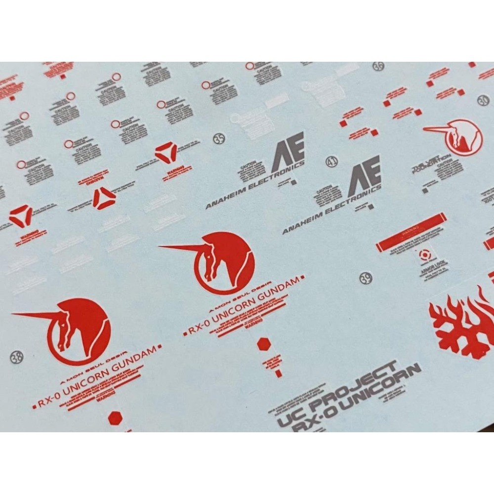 [BUOCO] 雪焰 MEGA 1/48 獨角獸鋼彈 RX-0 Unicorn 破壞模式 螢光 水貼 MEGA-01-細節圖3