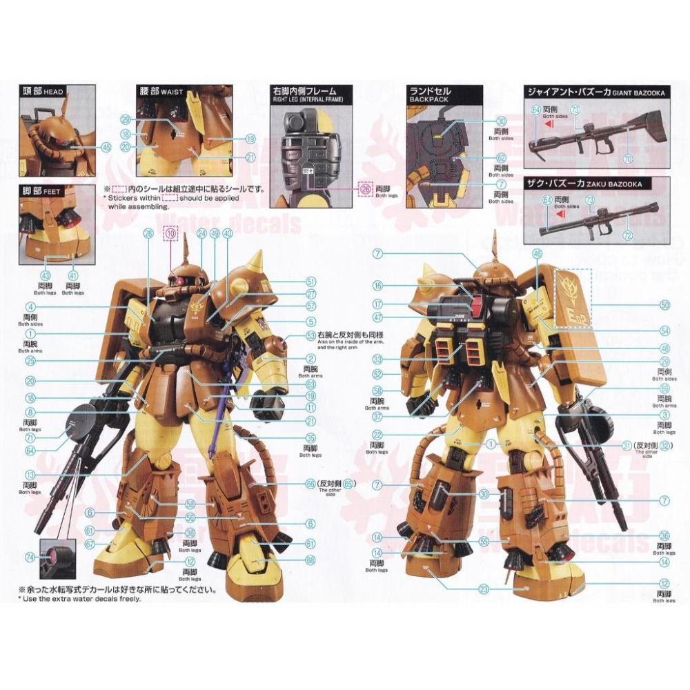 [BUOCO] 雪焰 MG-174 MG 1/100 高機動型薩克II MS-06R-1A 正也中川 專用機 螢光 水貼-細節圖4