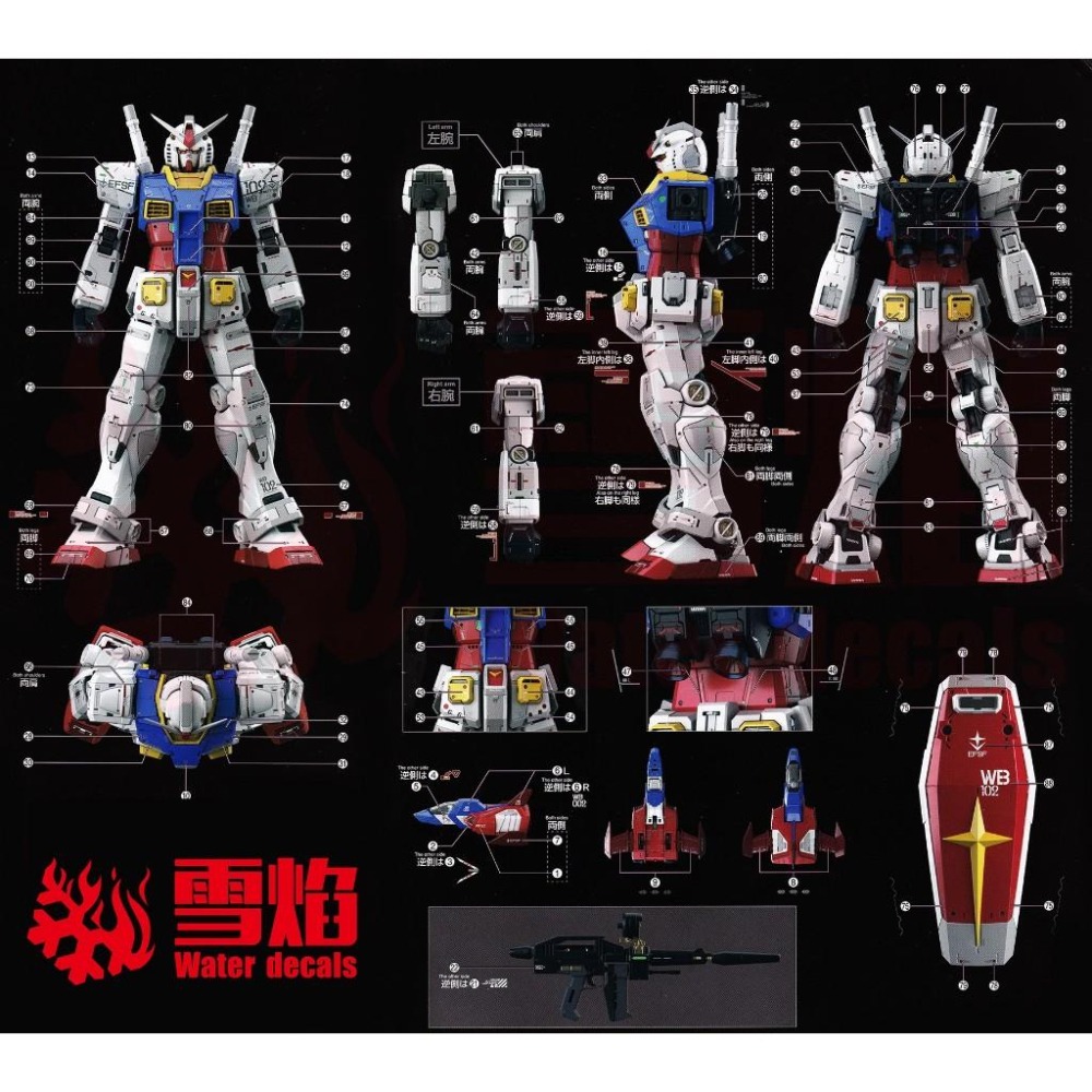 [BUOCO] 雪焰 PGU-02 1/60 RX-78-3 G-3 鋼彈 G3配色 專用 螢光 水貼 PGU-細節圖3