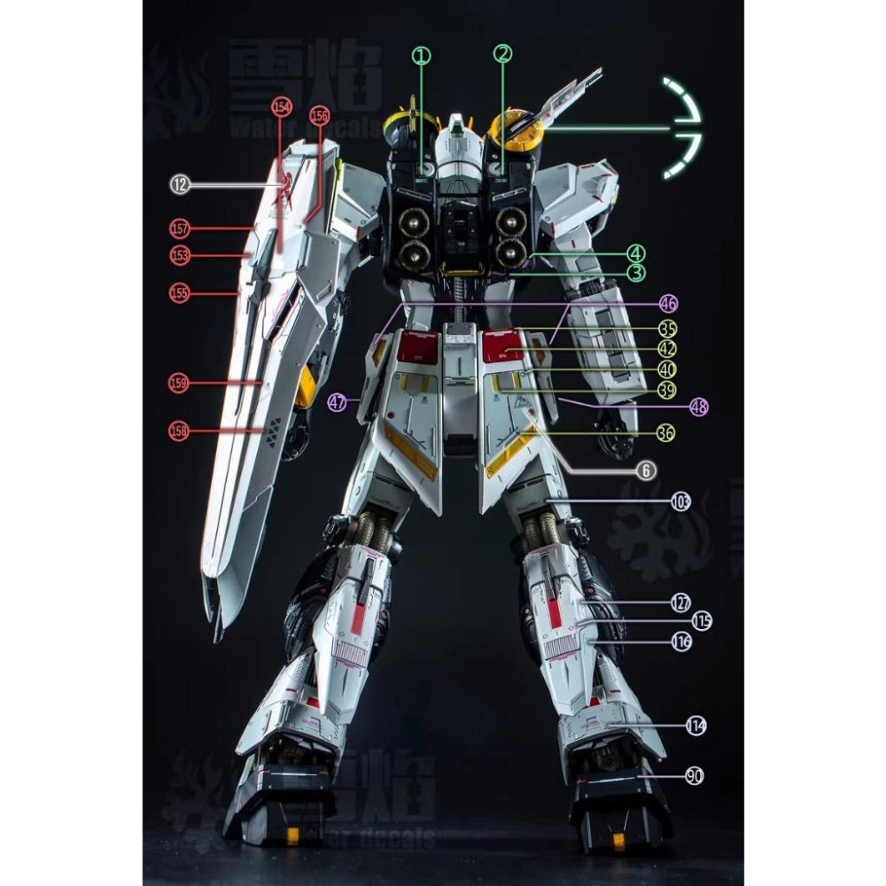 [BUOCO] 雪焰 1/60 解體匠機 樣式 RX-93 Nu ν鋼彈 牛鋼 本體+6枚感應砲 螢光 水貼 適用大班-細節圖8