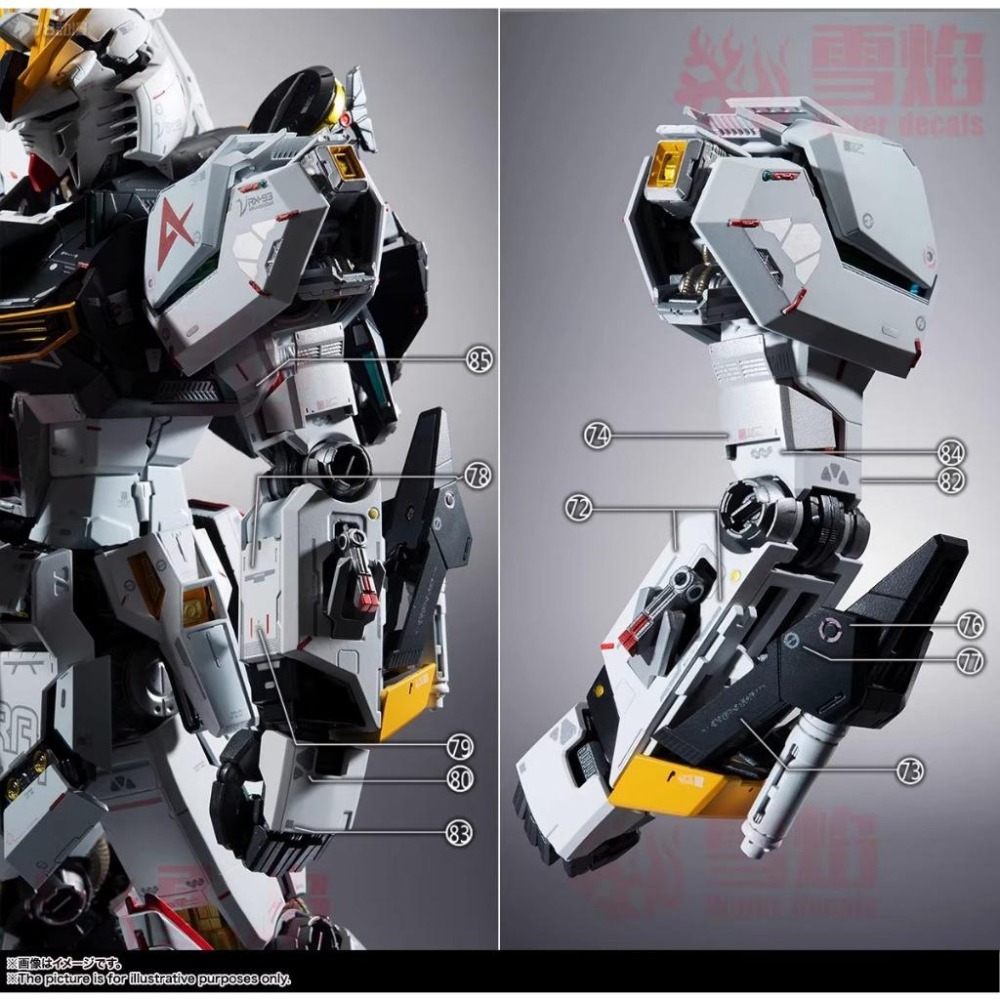 [BUOCO] 雪焰 1/60 解體匠機 樣式 RX-93 Nu ν鋼彈 牛鋼 本體+6枚感應砲 螢光 水貼 適用大班-細節圖9