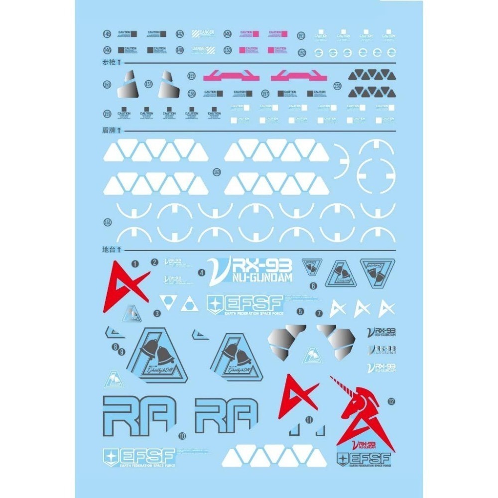[BUOCO] 雪焰 1/60 解體匠機 樣式 RX-93 Nu ν鋼彈 牛鋼 本體+6枚感應砲 螢光 水貼 適用大班-細節圖2