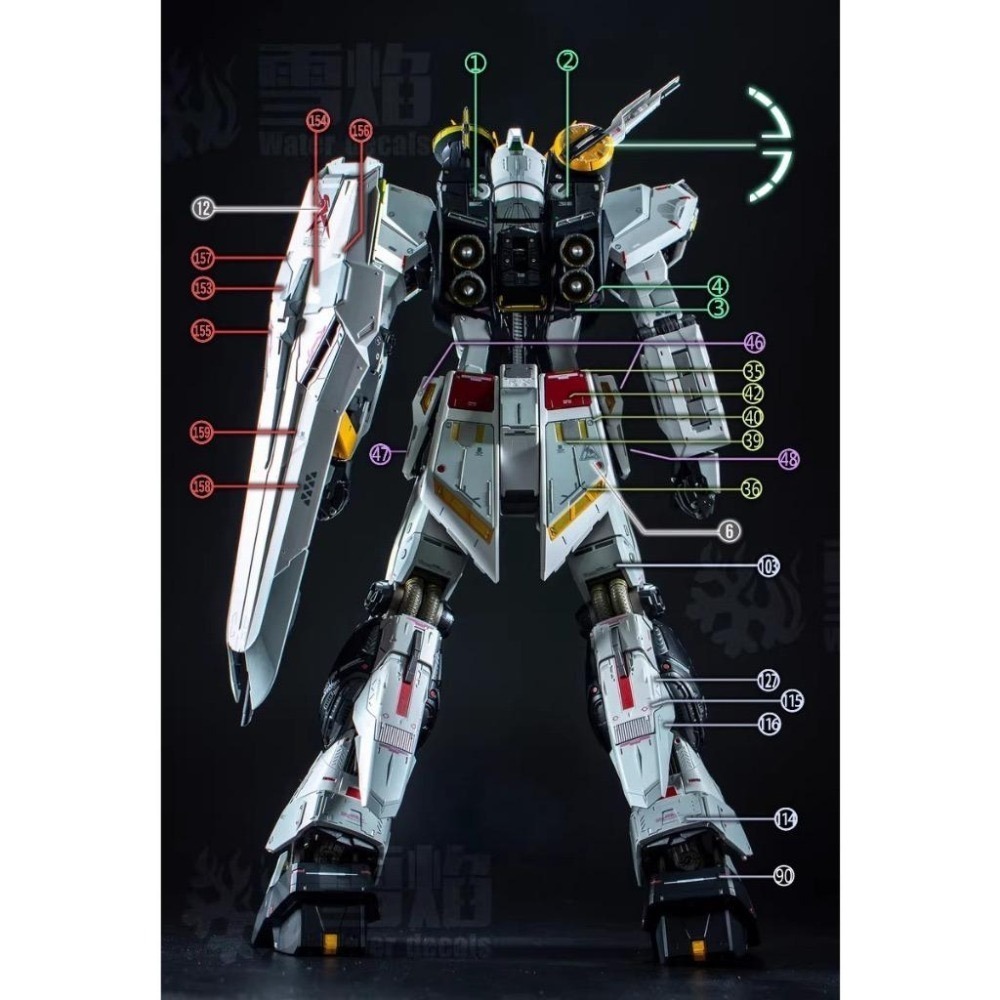 [BUOCO] 雪焰 1/60 解體匠機 樣式 RX-93 Nu ν鋼彈 牛鋼 本體+6枚感應砲 螢光 水貼 適用大班-細節圖8