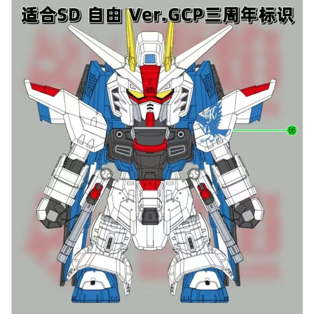 [BUOCO] 雪焰 自由鋼彈 Ver.GCP 上海立像 3週年紀念標誌 螢光 水貼 FM/RG/SD 通用 上海自由-細節圖3