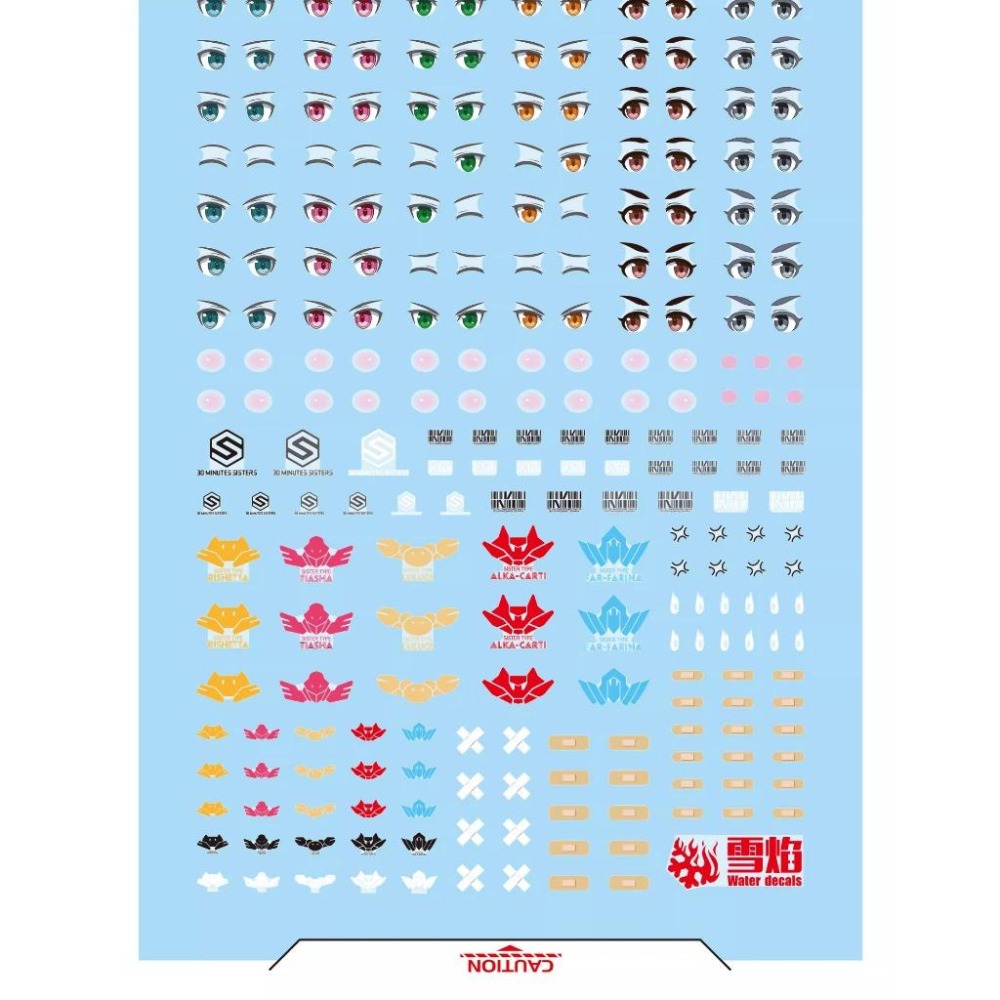 [BUOCO] 雪焰 TY-02 30MS 機娘 組裝少女 通用 眼睛 表情包 角色標誌 OK繃 水貼 輕作戰 無螢光-細節圖4