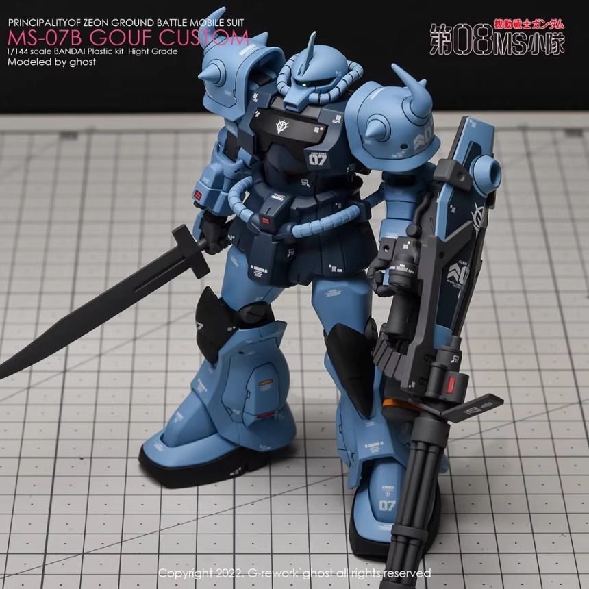 [BUOCO] 炎水貼 Ghost版 HG 古夫特裝型 Gouf Custom 專用螢光水貼 | MS-07B-3-細節圖3