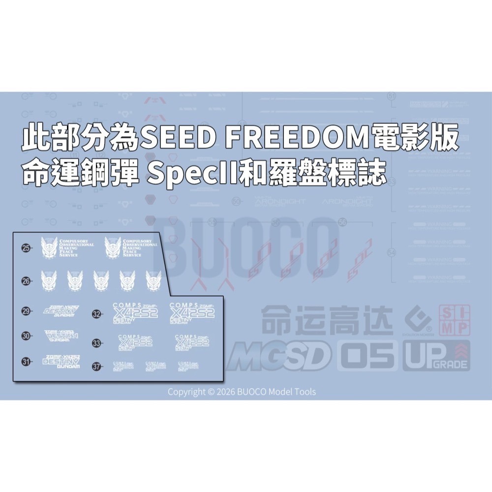 [BUOCO] EVO MGSD-05 命運鋼彈 / SpecII / COMPASS / 羅盤標誌 螢光 水貼-細節圖4