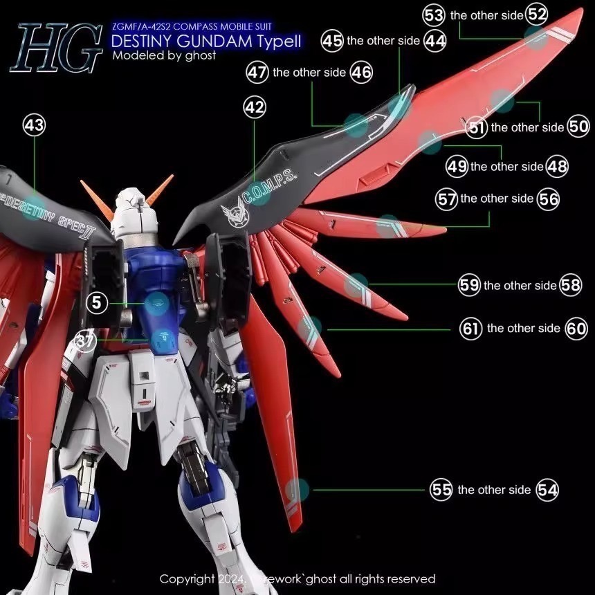[BUOCO] 炎水貼 GHOST HG 1/144 命運鋼彈 Spec II SEED Destiny 螢光 水貼-細節圖7