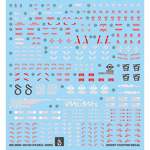 [BUOCO] 炎水貼 GHOST MG 1/100 百式 Hyaku-Shiki Ver.2.0 幽谷 螢光 水貼-細節圖2