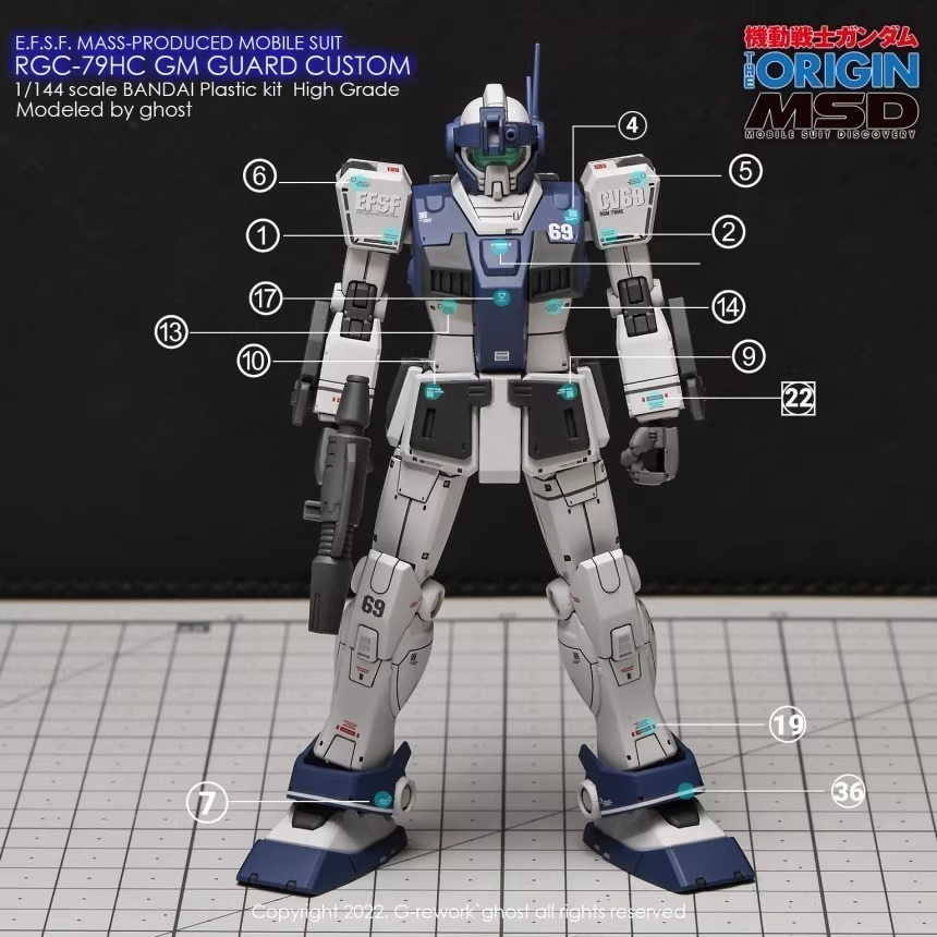 [BUOCO] 炎水貼 GHOST HG 1/144 吉姆防衛特裝型 GM Guard Custom 螢光 水貼-細節圖3