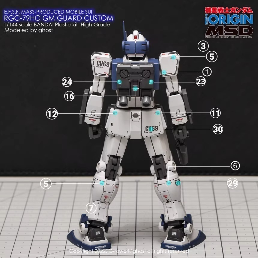 [BUOCO] 炎水貼 GHOST HG 1/144 吉姆防衛特裝型 GM Guard Custom 螢光 水貼-細節圖4