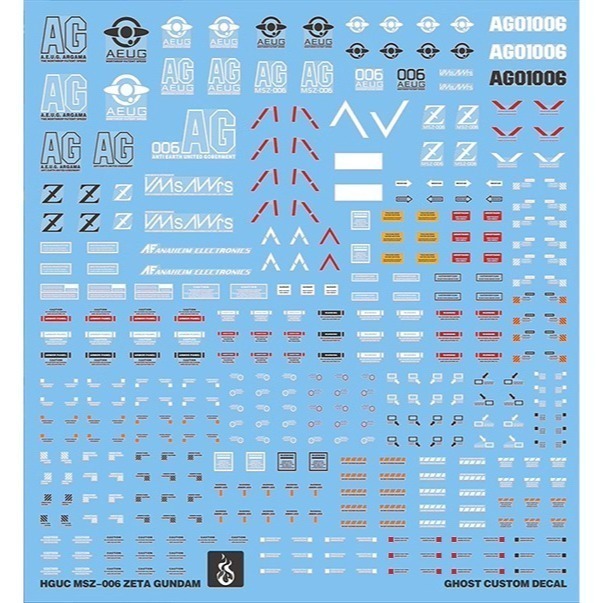 [BUOCO] 炎水貼 HG GHOST 1/144 Z鋼彈 Zeta Gundam MSZ-006 幽谷 螢光 水貼-細節圖11