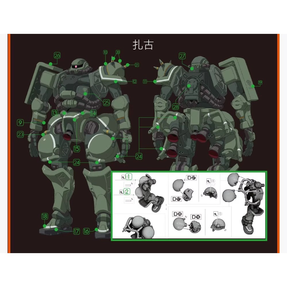 [BUOCO] 咕廠長 GUGU HG 薩克 系列 GQuuuuuuX 聯邦繳獲/夏亞/軍警/黑潮建設 GQ 通用 水貼-細節圖7