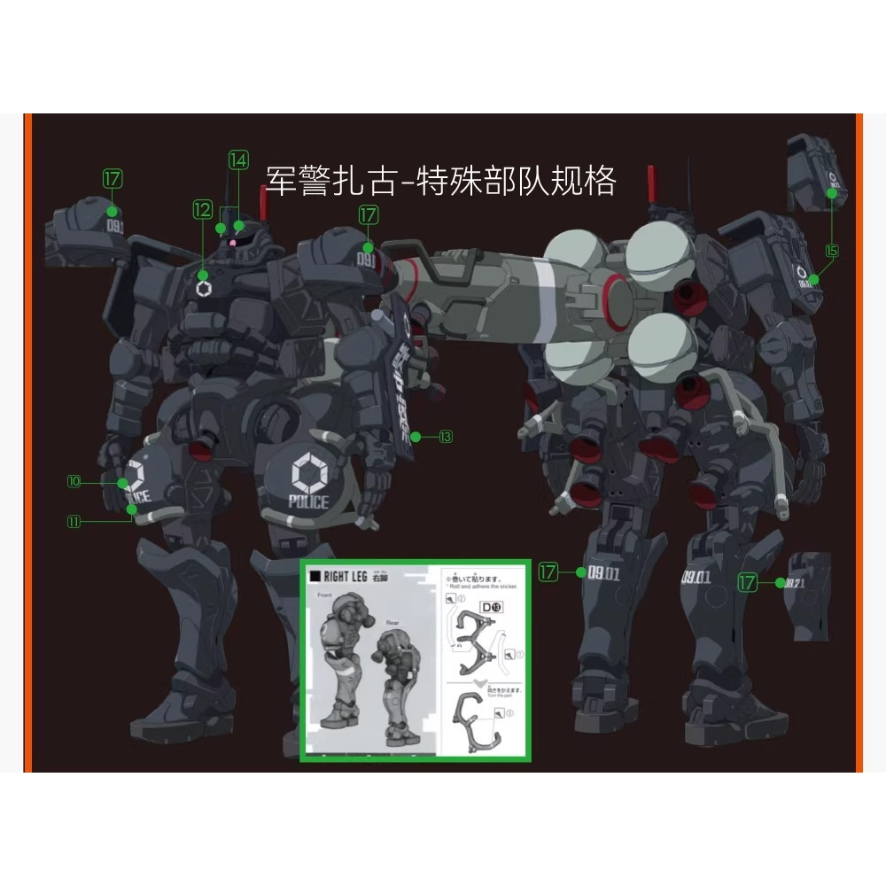 [BUOCO] 咕廠長 GUGU HG 薩克 系列 GQuuuuuuX 聯邦繳獲/夏亞/軍警/黑潮建設 GQ 通用 水貼-細節圖9