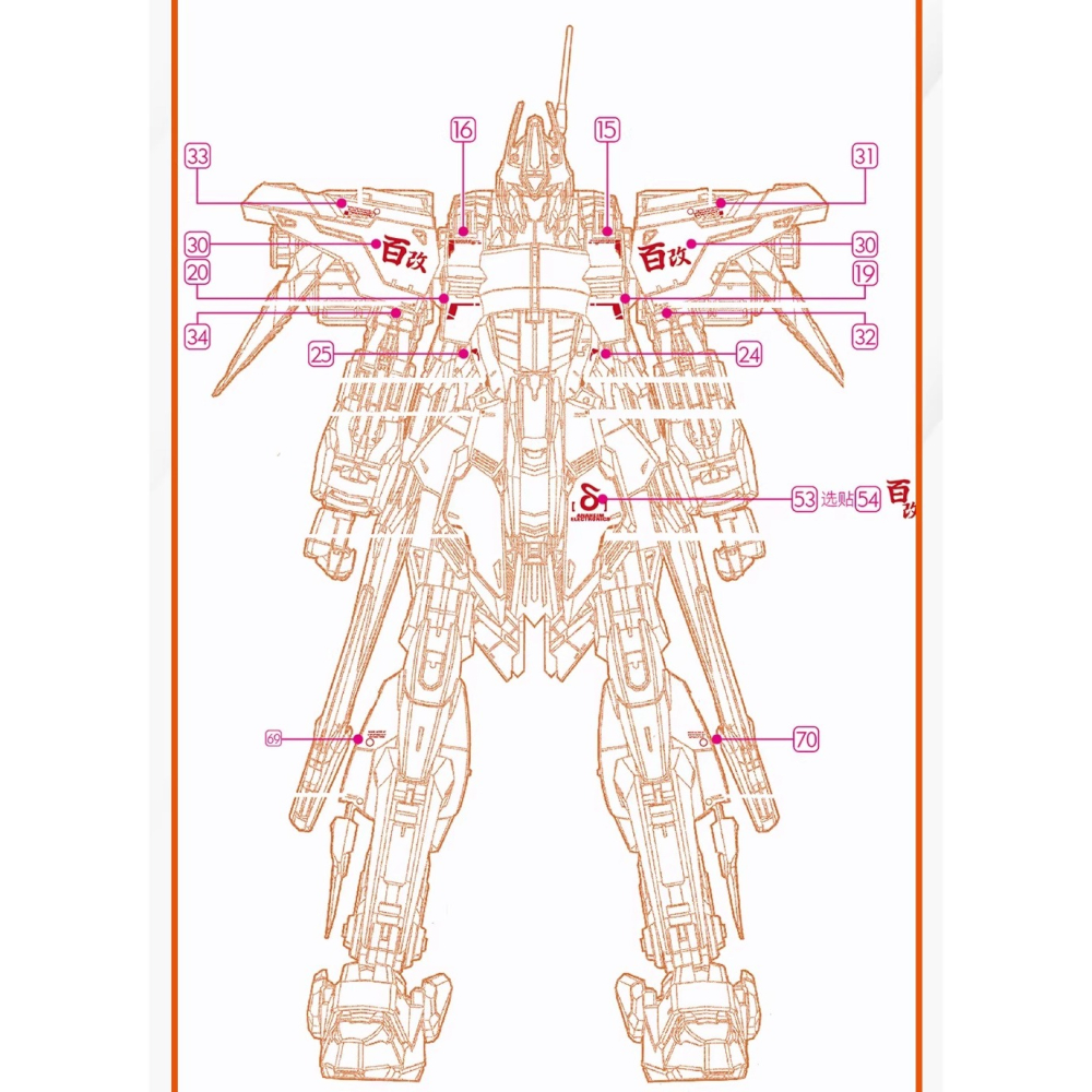 [BUOCO] 咕廠長 GUGU MG 全裝甲型百式改 FA百式 FA-100S 神馬模型 黃金武士  專用 水貼-細節圖5