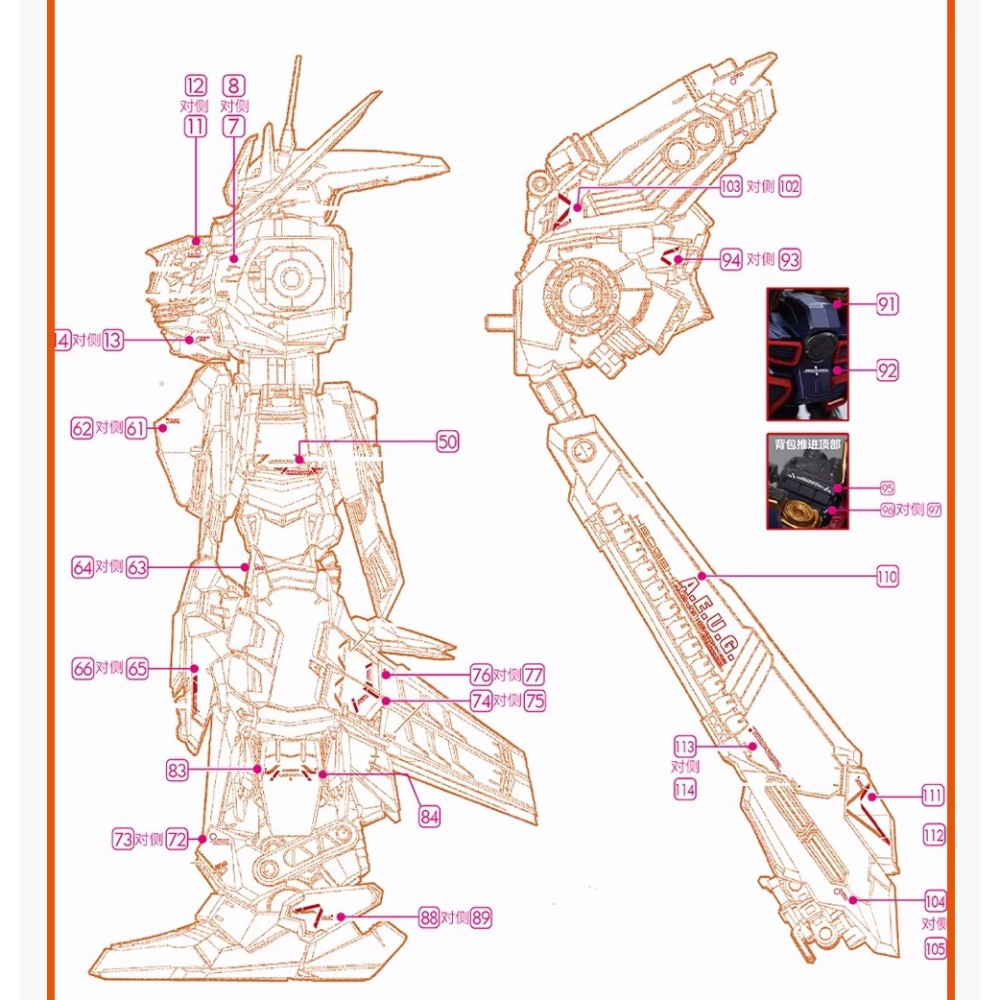 [BUOCO] 咕廠長 GUGU MG 全裝甲型百式改 FA百式 FA-100S 神馬模型 黃金武士  專用 水貼-細節圖9