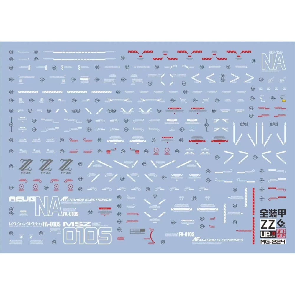 [BUOCO] EVO MG-224 全裝甲型 ZZ 鋼彈 Ver.Ka (FA-010S) 螢光 水貼 ZZFA-細節圖2