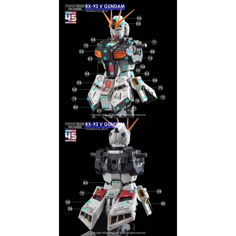 [BUOCO] 炎水貼 GHOST PGU 1/60 v鋼彈 Nu鋼彈 牛鋼 RX-93 螢光 水貼-細節圖3
