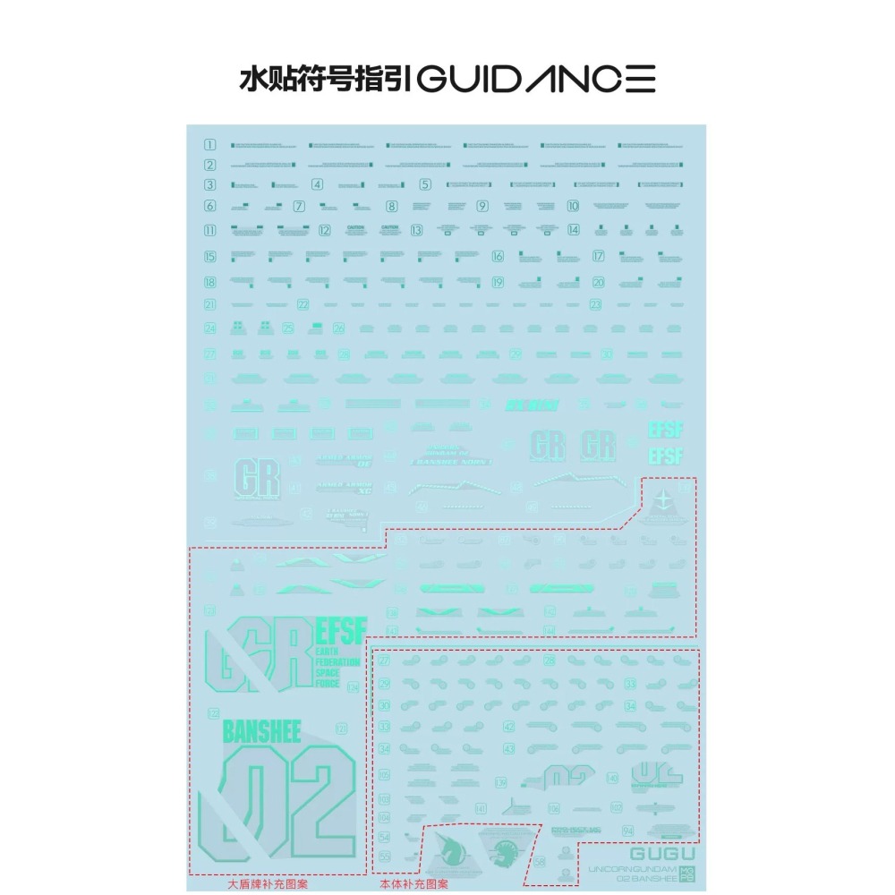 [BUOCO] 咕廠長 GUGU MG 1/100 報喪女妖 命運女神 最終決戰樣式 燙綠 水貼 獨角獸 鋼彈 2號機-細節圖3