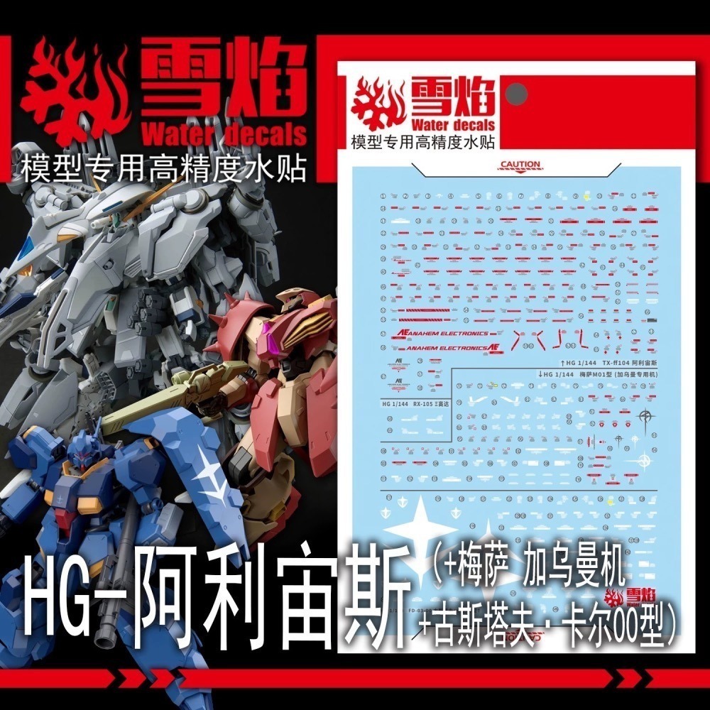 [BUOCO] 雪焰 HG-117 閃光的哈薩威 通用 螢光 水貼 | 梅薩 高曼機 阿利宙斯 古斯塔夫 卡爾00型-細節圖2