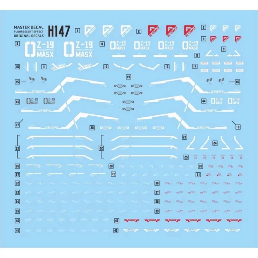 [BUOCO] 達人水貼 H147 HG 幻象鋼彈 OZ-19MASX GUNDAM GRIEPE 螢光 水貼 | 大林-細節圖7