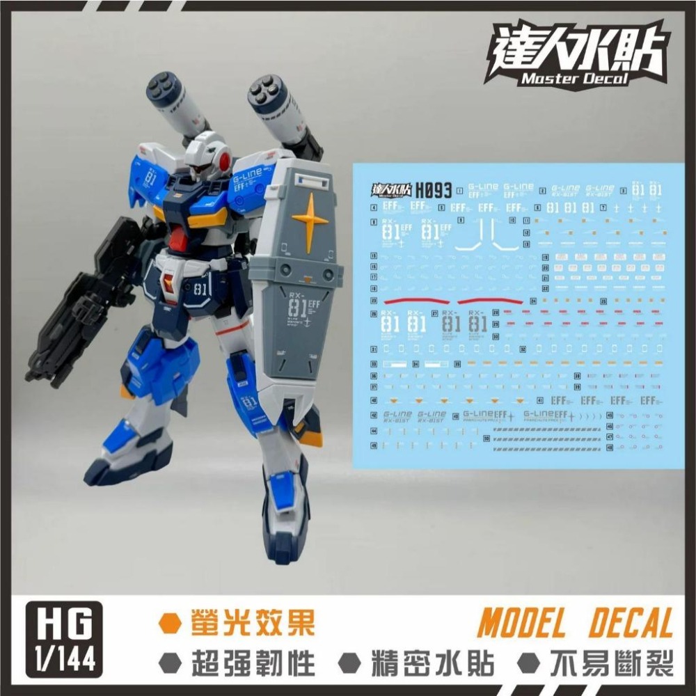 [BUOCO] 達人水貼 H093 HG 吉萊 (標準裝甲型) G-LINE STANDARD ARMOR 螢光 水貼-細節圖2
