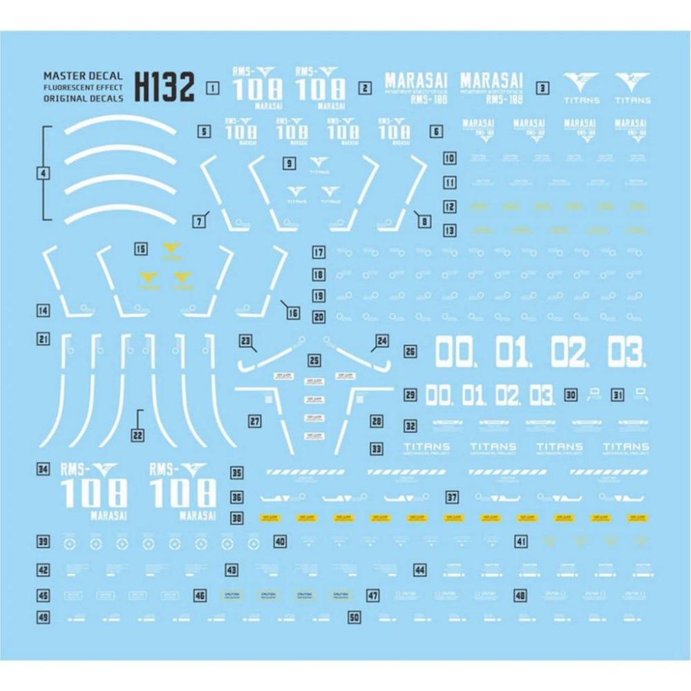 [BUOCO] 達人水貼 H132 HG 1/144 馬拉賽 RMS-108 MARASAI 螢光 專用水貼 | 大林-細節圖6