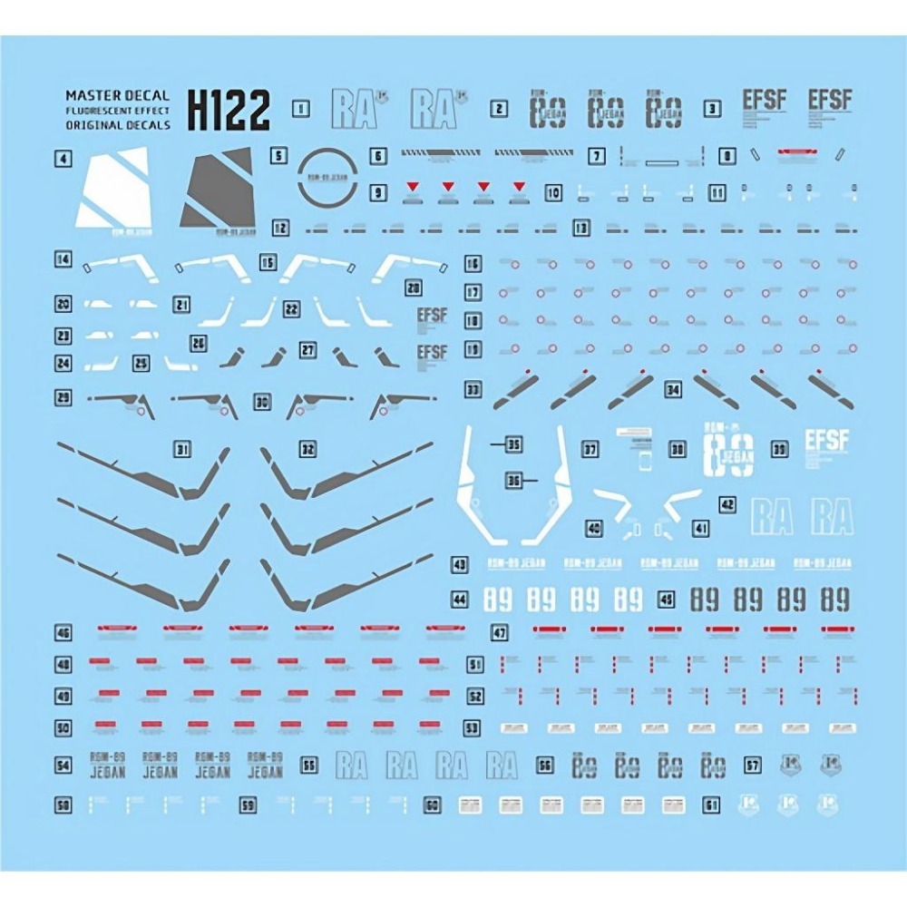 [BUOCO] 達人水貼 H122 HG 1/144 傑鋼 RGM-89 JEGAN 螢光 專用水貼 | 大林-細節圖3