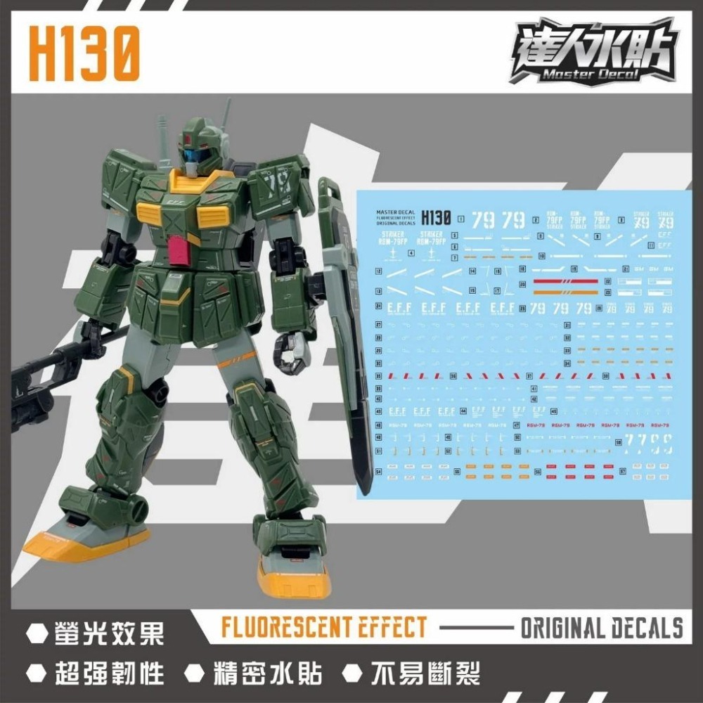[BUOCO] 達人水貼 H130 HG 吉姆打擊型 RGM-79SP GM STRIKER 螢光 水貼 | 大林-細節圖2