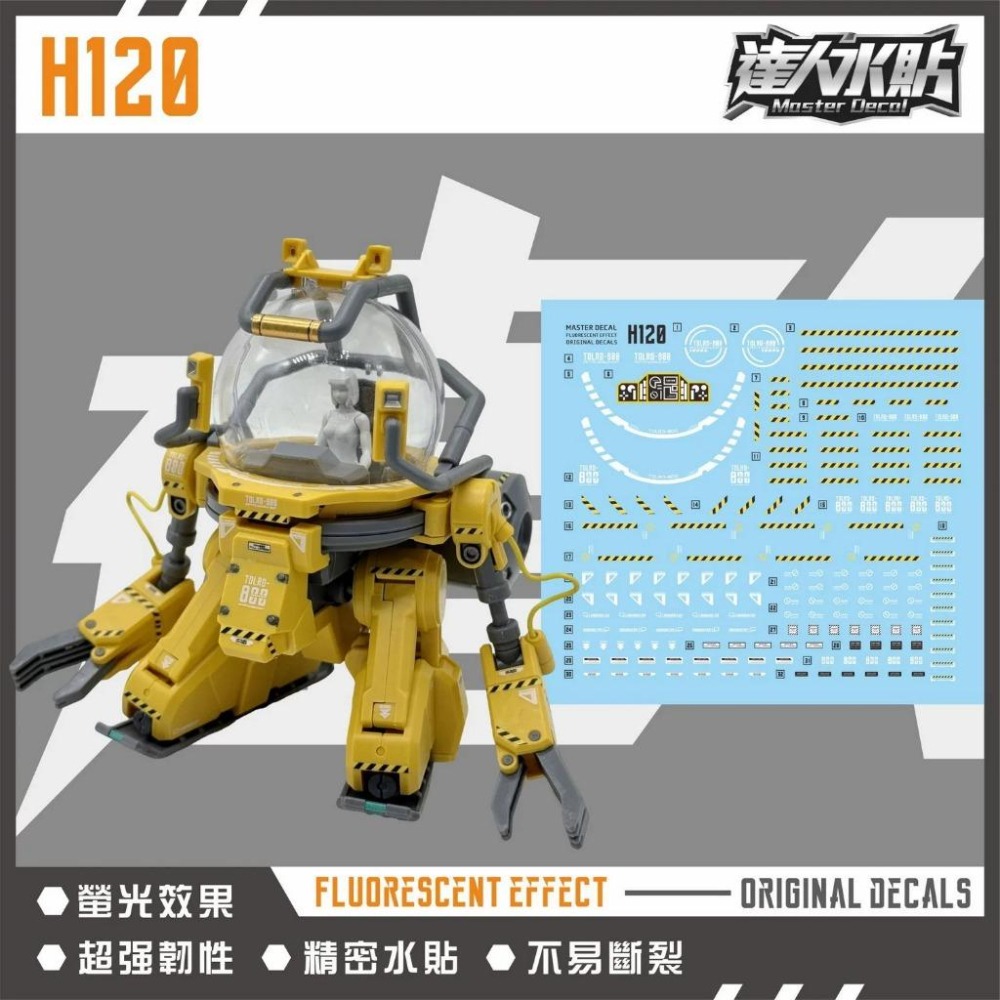 [BUOCO] 達人水貼 H120 HG 特洛八 TOLRO-800 型 工程用迷你 MS 螢光 專用水貼 | 大林-細節圖2